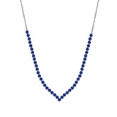 Asfour Crystal Tennis Necklace With Blue Round Zircon Stones In 925 Sterling Silver-ND0398-B